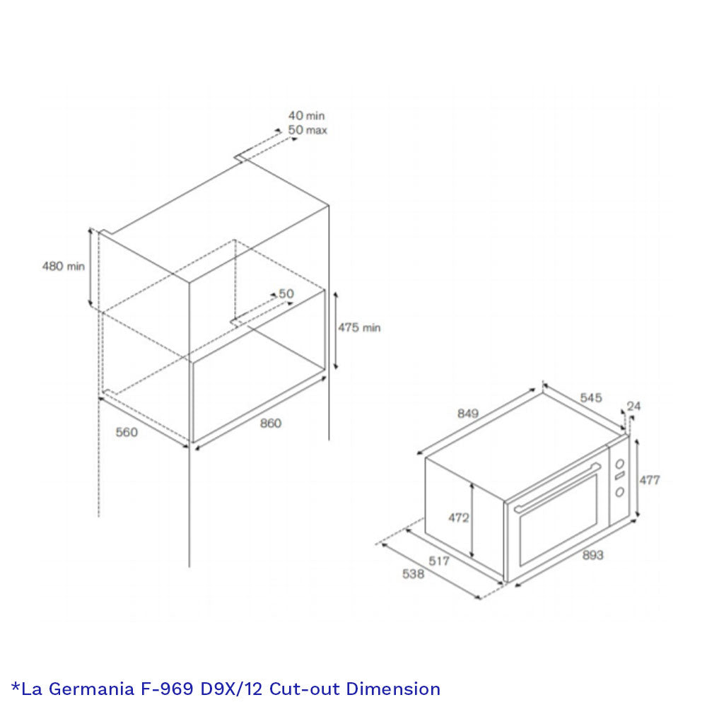 La Germania 90Cm Built-In Electric Oven – 5 burners – Stainless Steel – (F970D9X/12)