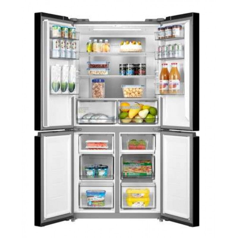 Midea 4 Door Refrigerator - 474Ltr - black glass - (MDRF632FIF63D)