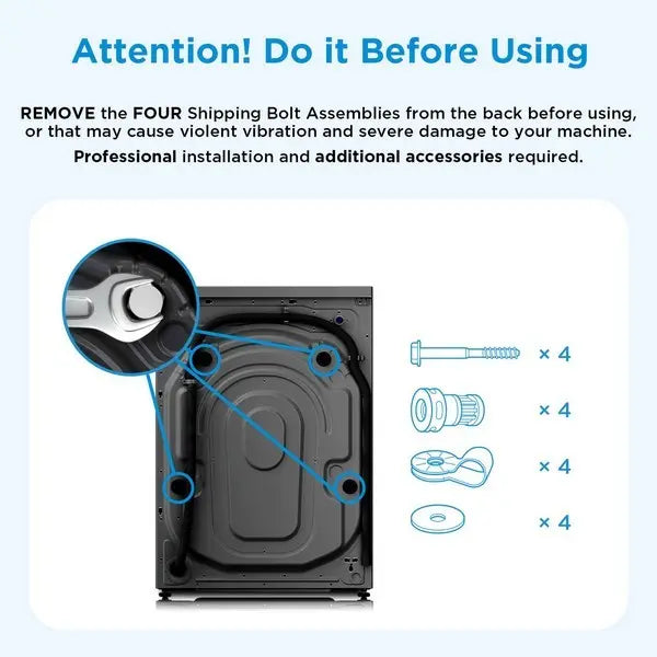 Midea Washing Machine - 10 Kg - 15 Programs - 1400 RPM - Silver - MF200W100WB/T