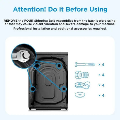 Midea Washing Machine - 10 Kg - 15 Programs - 1400 RPM - Silver - MF200W100WB/T