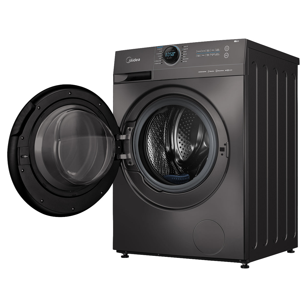 Midea Washing Machine - 9 Kg - 14 Programs - 1400 RPM - Titanium Grey - MF200W90WB/T Midea Washing Machine - 9 Kg - 14 Programs - 1400 RPM - Titanium Grey - MF200W90WB/T