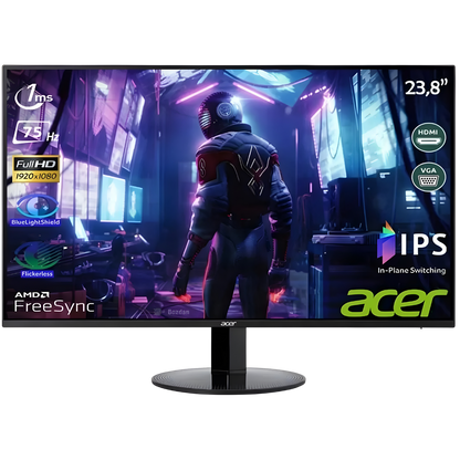 Acer Monitor 24"  FHD 75 Hz - Black - SB241YBI