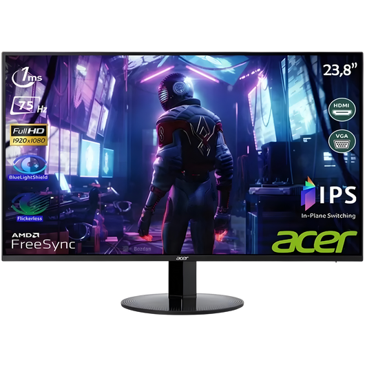 Acer Monitor 24"  FHD 75 Hz - Black - SB241YBI