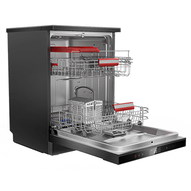 Toshiba Dish Washer - 15 Sets - 8 Programs - 3 sprays - black steal - (DW-15F(BS))